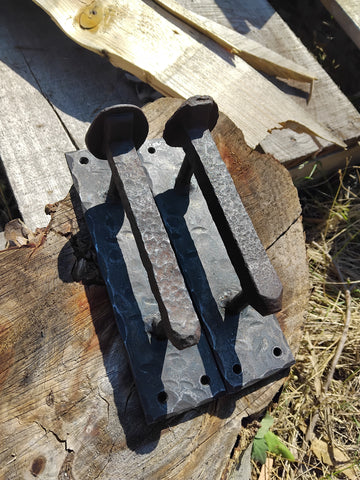 A Pair Of Blacksmithed Rail Spike Handles